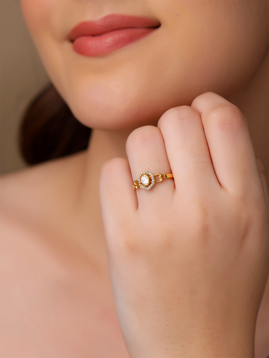 Kicky And Perky Women 925 Sterling Silver Polki Moissanite Studded Adjustable Finger Ring, Gold
Kicky And Perky Women 925 Sterling Silver Polki Moissanite Studded Adjustable Finger Ring, Gold