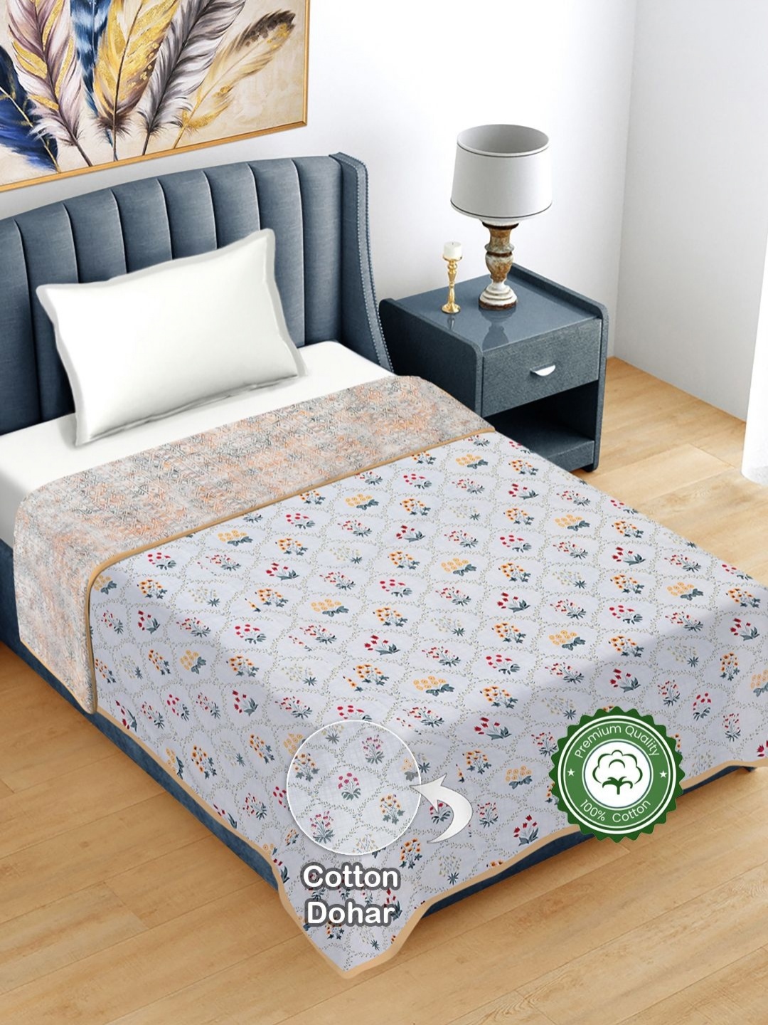 FABINALIV Multicolor Floral Print Reversible AC Room 300 GSM Pure Cotton Single Bed Dohar, White
FABINALIV Multicolor Floral Print Reversible AC Room 300 GSM Pure Cotton Single Bed Dohar, White