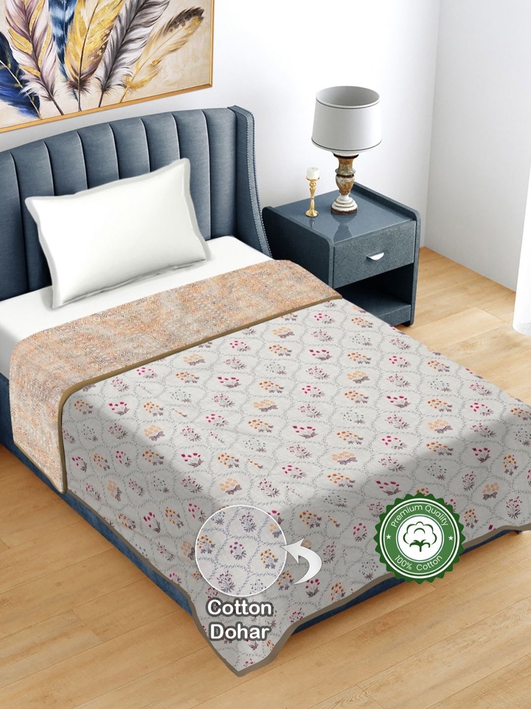 FABINALIV Multicolor Floral Print Reversible AC Room 300 GSM Pure Cotton Single Bed Dohar, Grey
FABINALIV Multicolor Floral Print Reversible AC Room 300 GSM Pure Cotton Single Bed Dohar, Grey