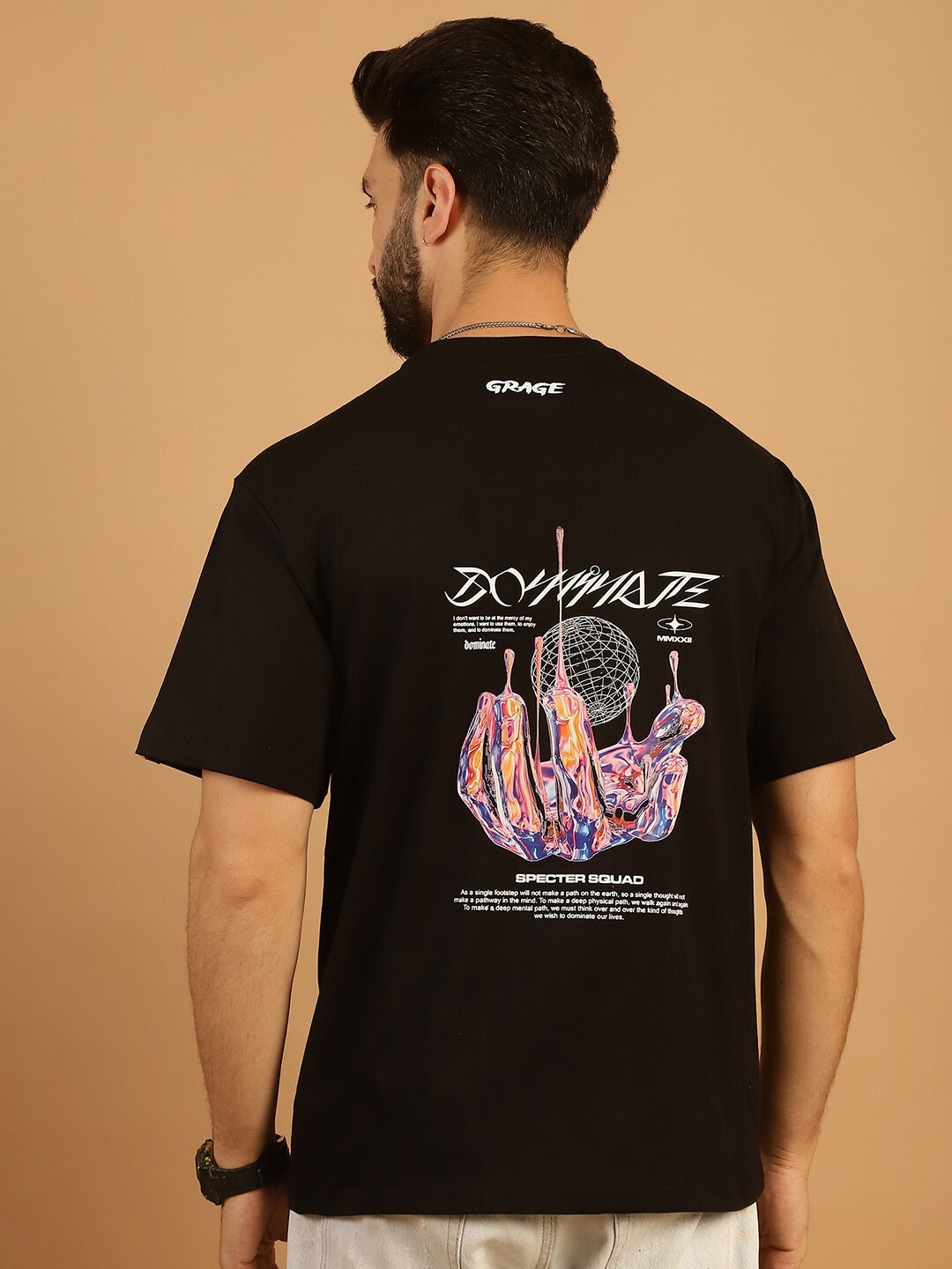 TAG 7 Graphic Printed Round Neck Short Sleeves Pure Cotton Oversized T-shirt, Black
TAG 7 Graphic Printed Round Neck Short Sleeves Pure Cotton Oversized T-shirt, Black