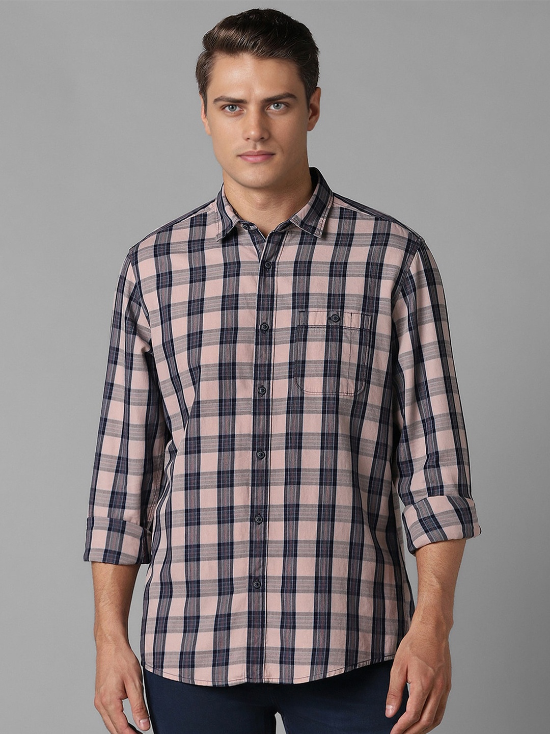 Louis Philippe Jeans Checked Cutaway Collar Slim Fit Pure Cotton Casual Shirt, Peach
Louis Philippe Jeans Checked Cutaway Collar Slim Fit Pure Cotton Casual Shirt, Peach