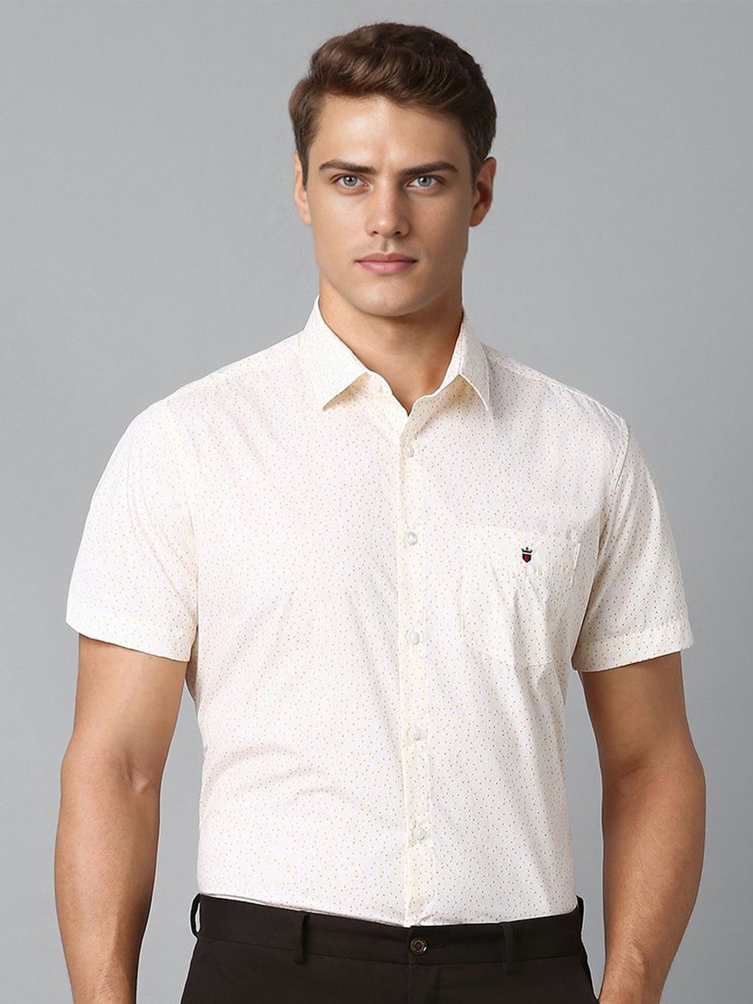 Louis Philippe Sport Polka Dots Printed Cutaway Collar Slim Fit Cotton Casual Shirt, Cream
Louis Philippe Sport Polka Dots Printed Cutaway Collar Slim Fit Cotton Casual Shirt, Cream