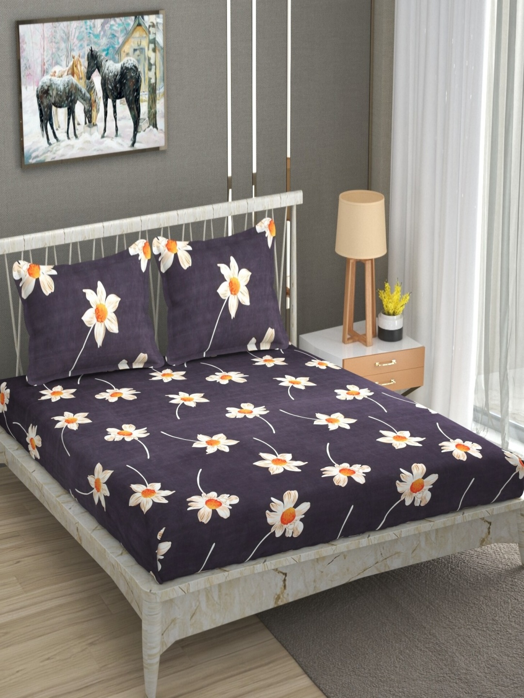 UrbanArts Grey & White Floral Printed 180 TC King Bedsheet with 2 Pillow Covers
UrbanArts Grey & White Floral Printed 180 TC King Bedsheet with 2 Pillow Covers