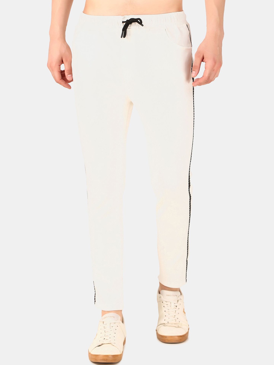 WELL QUALITY Men Side Pockets Track Pants, White