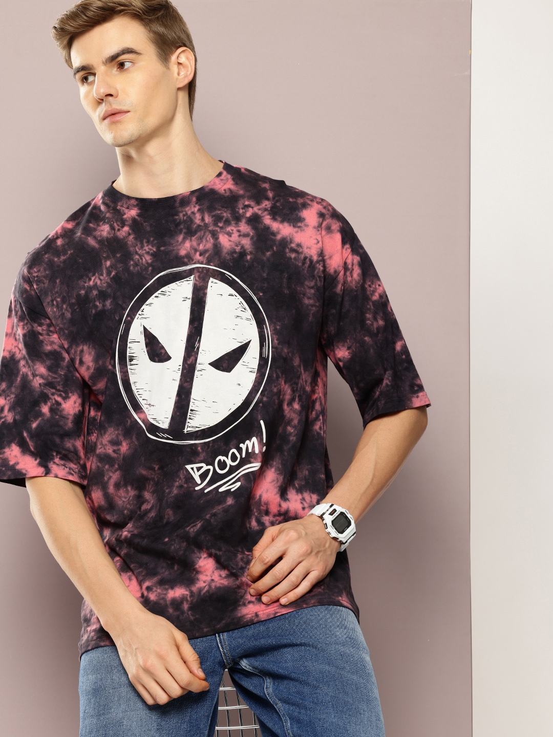 Kook N Keech Marvel Men Deadpool Tie & Dye Printed Drop-Shoulder Sleeves T-shirt, Black
Kook N Keech Marvel Men Deadpool Tie & Dye Printed Drop-Shoulder Sleeves T-shirt, Black