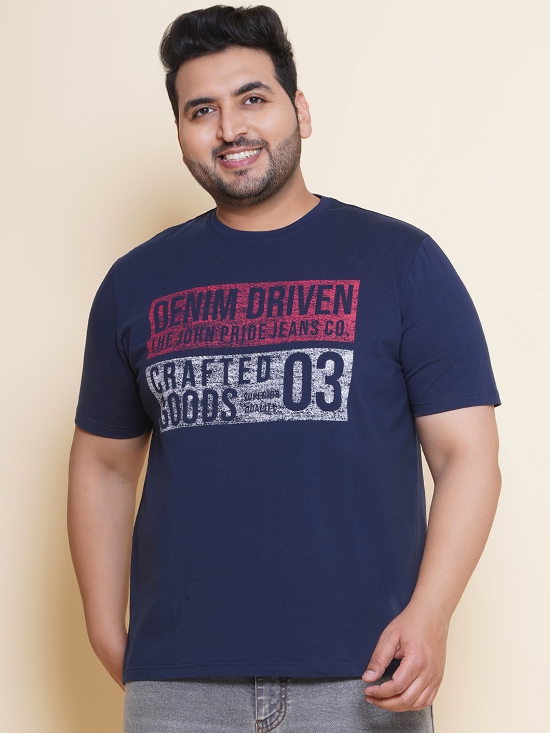 John Pride Plus Size Typography Printed Short Sleeves Cotton Casual T-shirt, Navy blue
John Pride Plus Size Typography Printed Short Sleeves Cotton Casual T-shirt, Navy blue