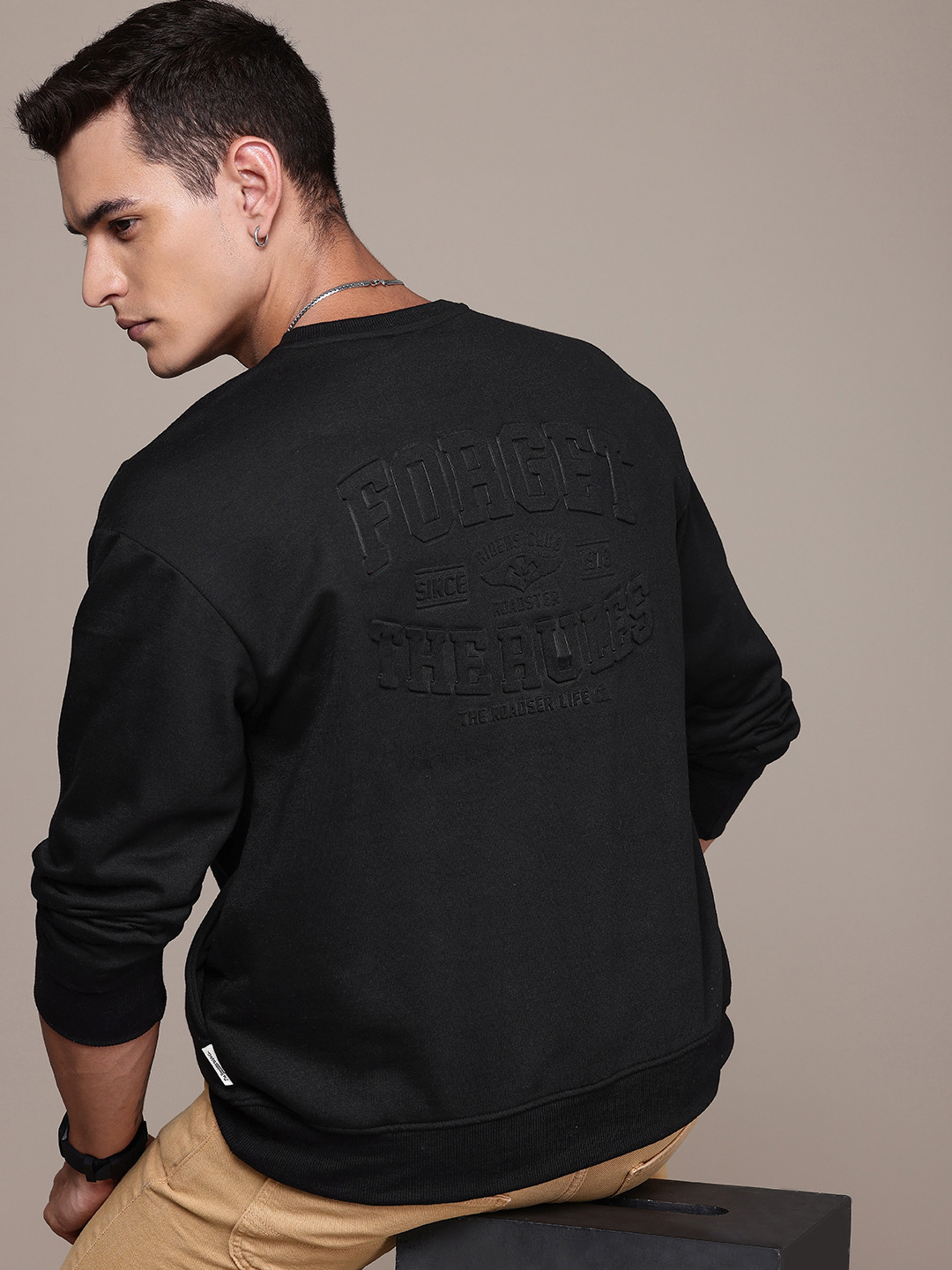 The Roadster Life Co. Relaxed Fit Typography Embossed Effect Pullover Sweatshirt, Black
The Roadster Life Co. Relaxed Fit Typography Embossed Effect Pullover Sweatshirt, Black