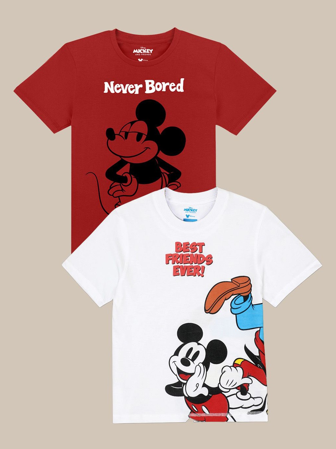 Kids Ville Boys Pack of 2 Mickey & Friends Printed Pure Cotton Round Neck Tshirt, Red
Kids Ville Boys Pack of 2 Mickey & Friends Printed Pure Cotton Round Neck Tshirt, Red