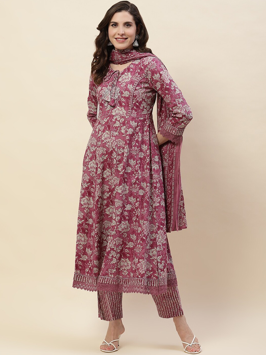 Meena Bazaar Ethnic Motifs Printed Scalloped Anarkali Kurta with Trousers & Dupatta, Pink
Meena Bazaar Ethnic Motifs Printed Scalloped Anarkali Kurta with Trousers & Dupatta, Pink