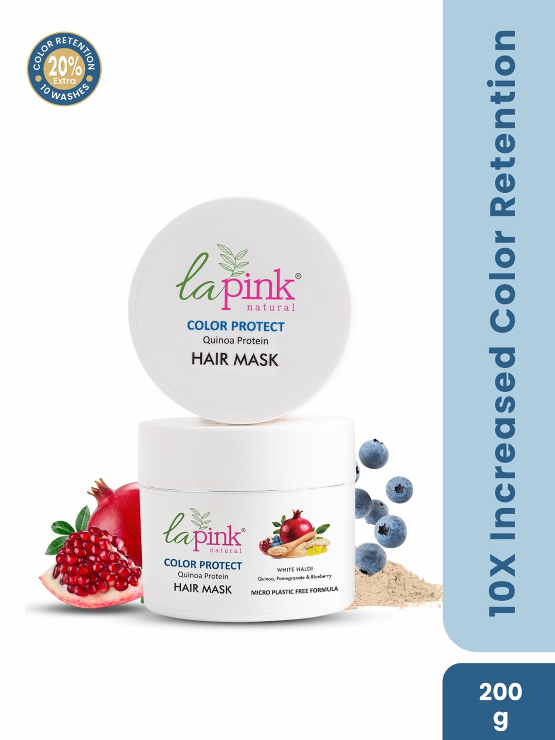 La Pink Color Protect Hair Mask with Quinoa Protein for Colored Treated Hair - 200 g, White
La Pink Color Protect Hair Mask with Quinoa Protein for Colored Treated Hair - 200 g, White