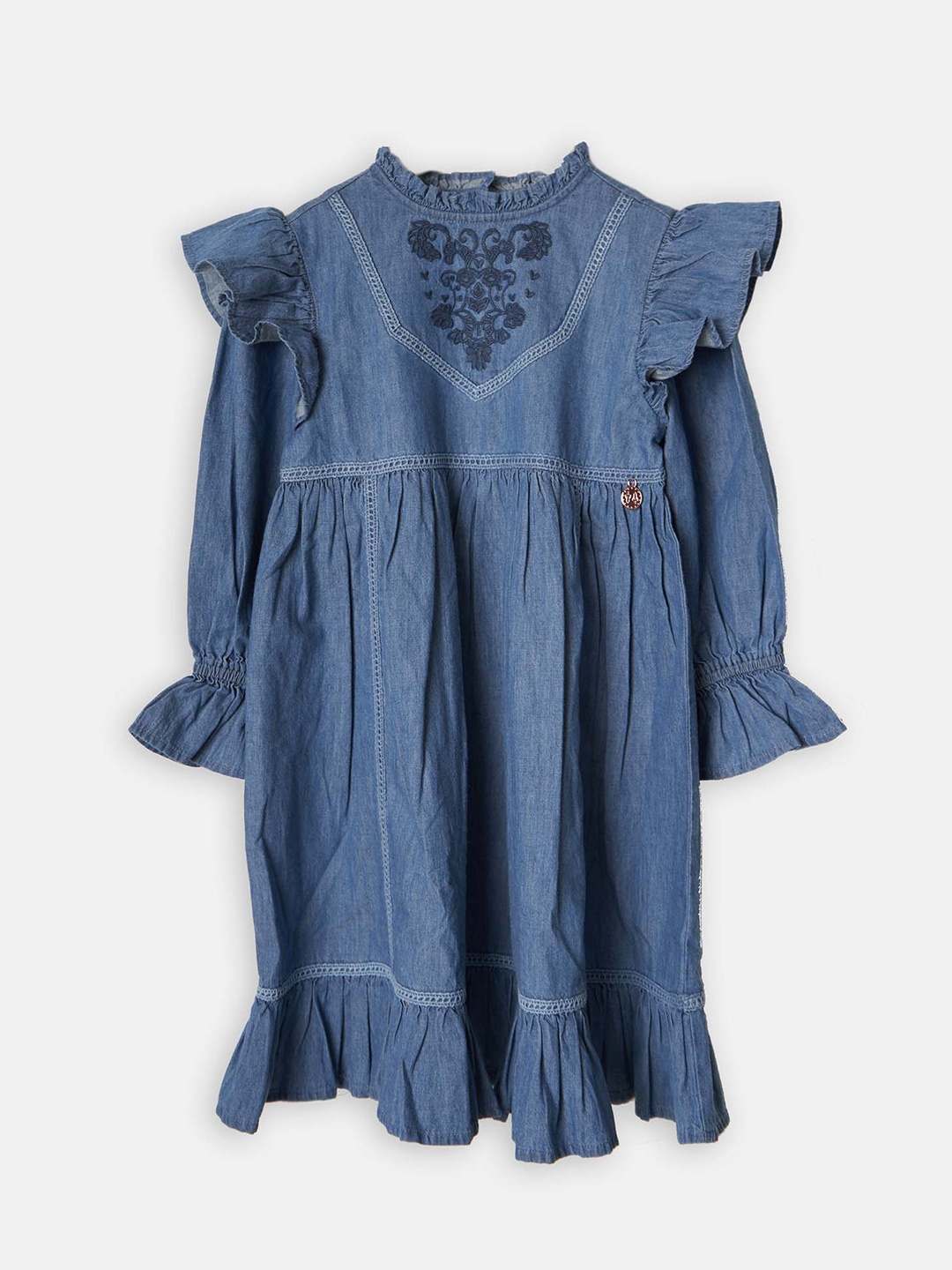 Angel & Rocket Girls Embroidered High Neck Puff Sleeves Cotton A-Line Dress, Blue
Angel & Rocket Girls Embroidered High Neck Puff Sleeves Cotton A-Line Dress, Blue