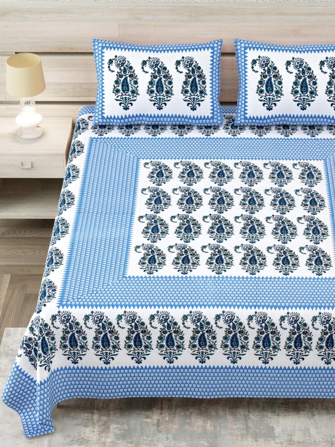 Block Print Story Heritage Blue & White Cotton 210 TC King Bedsheet With 2 Pillow Covers
Block Print Story Heritage Blue & White Cotton 210 TC King Bedsheet With 2 Pillow Covers