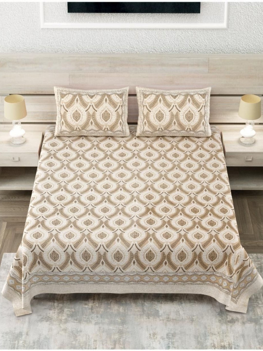 Block Print Story Beige Ethnic Motifs Cotton 210 TC King Bedsheet With 2 Pillow Covers
Block Print Story Beige Ethnic Motifs Cotton 210 TC King Bedsheet With 2 Pillow Covers