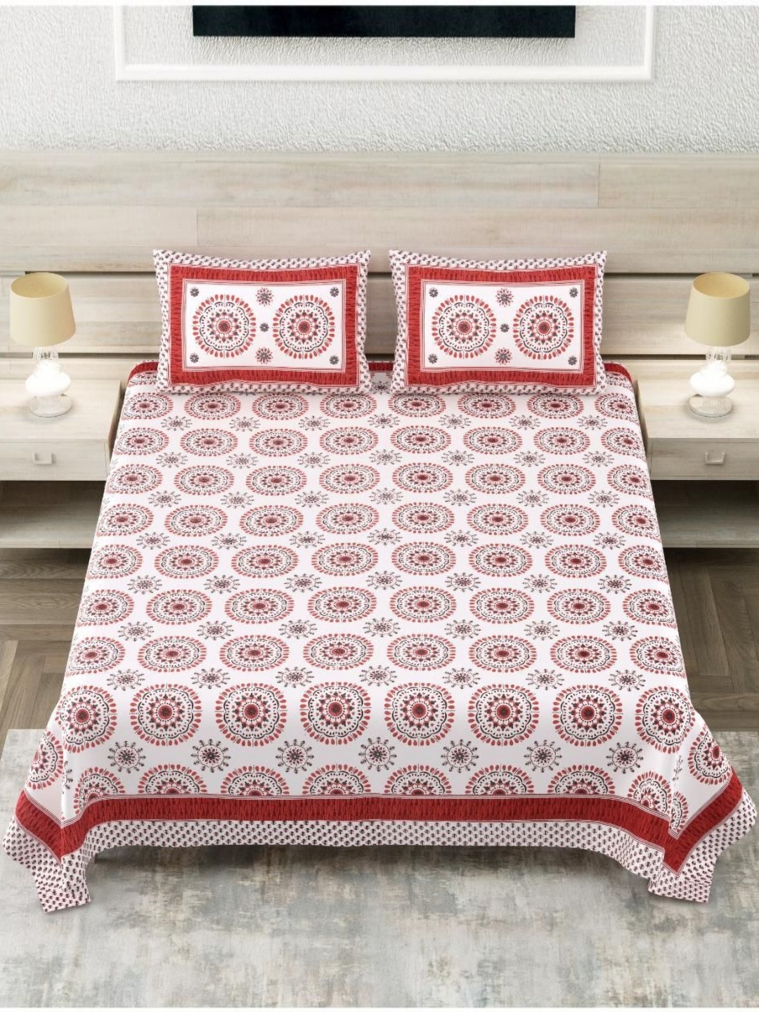 Block Print Story Heritage Rose & White Cotton 210 TC King Bedsheet With 2 Pillow Covers
Block Print Story Heritage Rose & White Cotton 210 TC King Bedsheet With 2 Pillow Covers