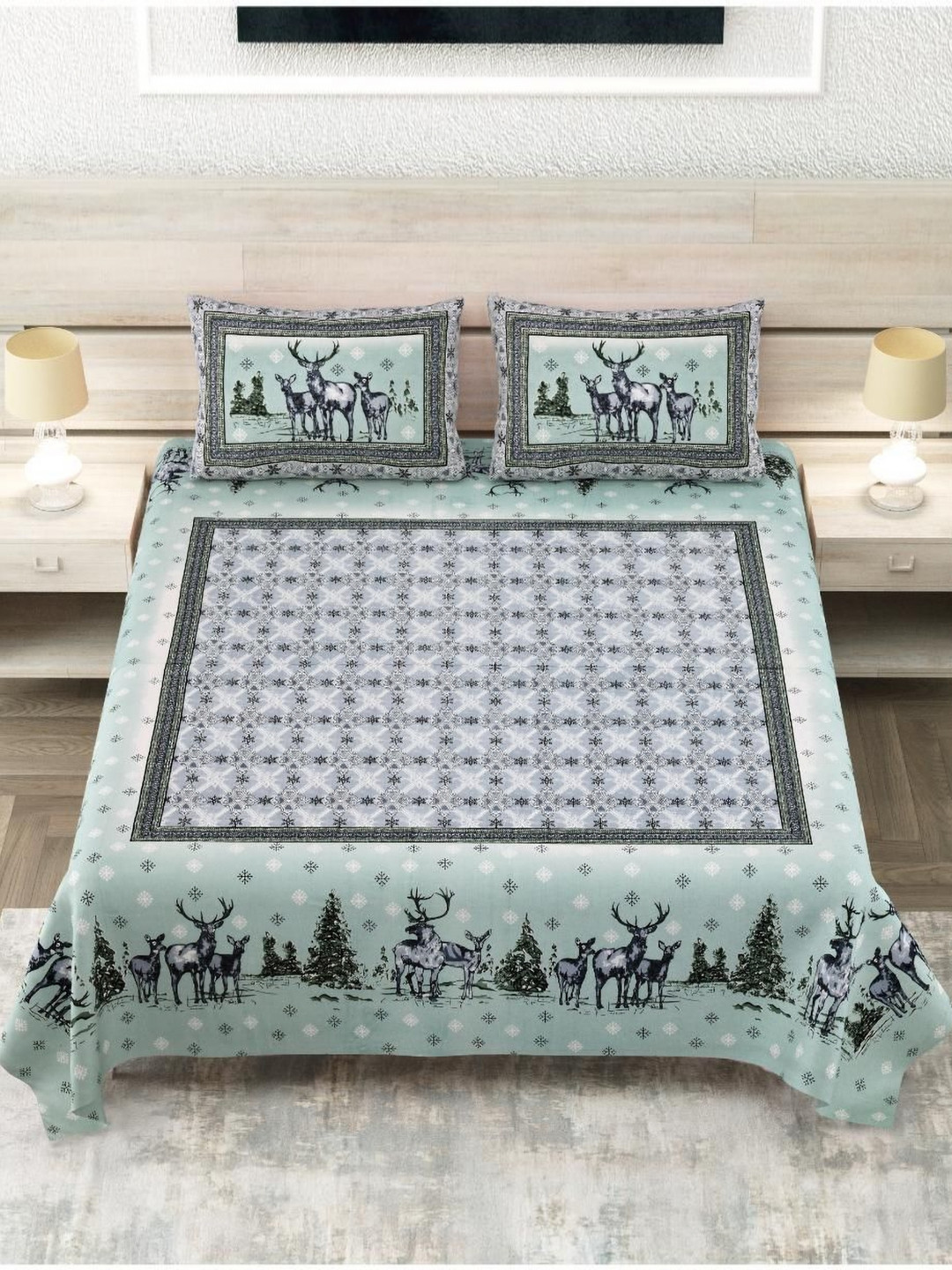 Block Print Story Heritage Green & Black Cotton 210 TC King Bedsheet With 2 Pillow Covers
Block Print Story Heritage Green & Black Cotton 210 TC King Bedsheet With 2 Pillow Covers