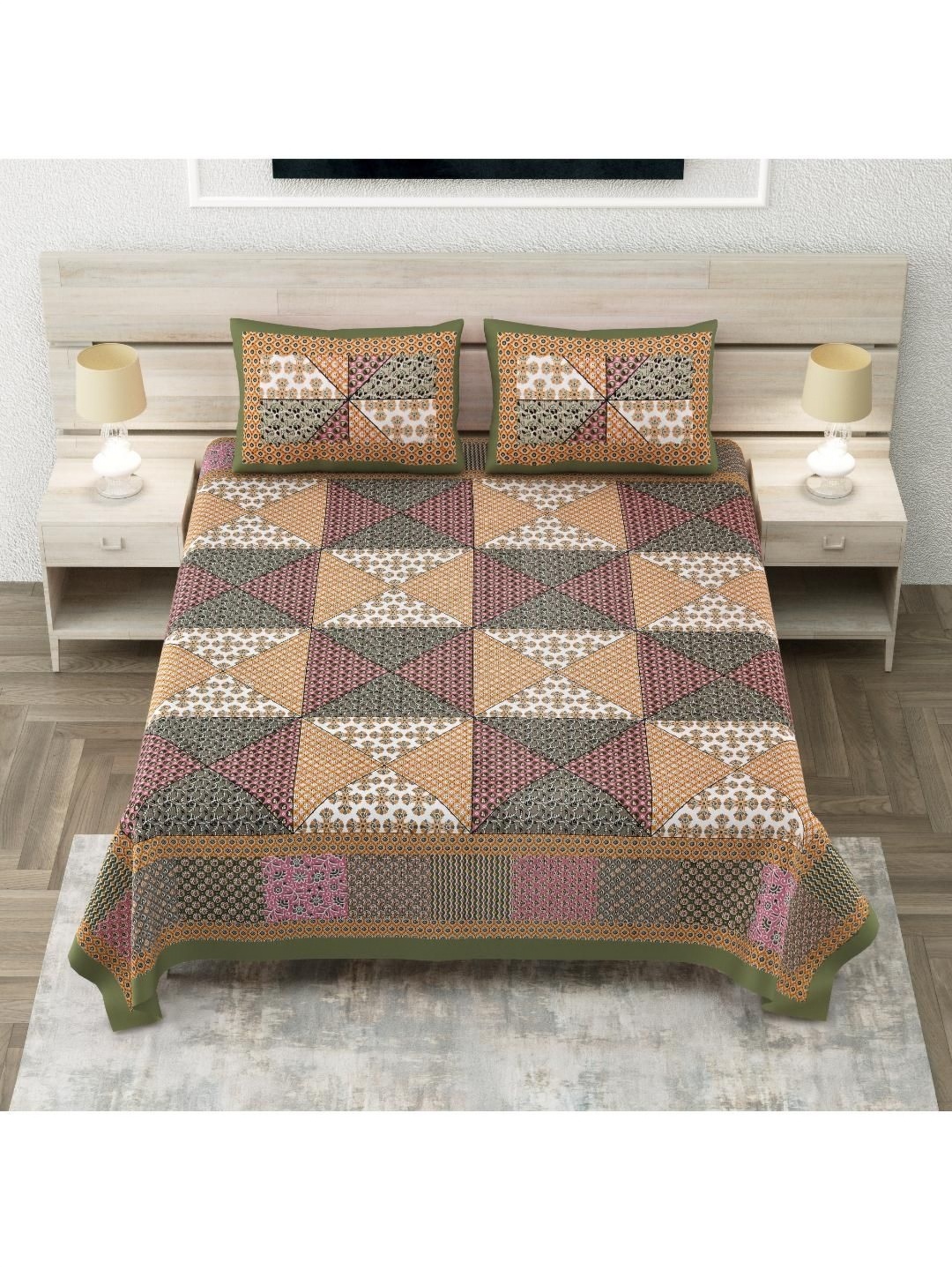 Block Print Story Heritage Green & White Cotton 210 TC King Bedsheet With 2 Pillow Covers
Block Print Story Heritage Green & White Cotton 210 TC King Bedsheet With 2 Pillow Covers