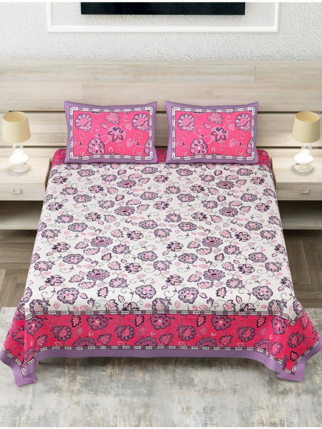 Block Print Story Pink Ethnic Motifs Cotton 210 TC King Bedsheet With 2 Pillow Covers
Block Print Story Pink Ethnic Motifs Cotton 210 TC King Bedsheet With 2 Pillow Covers