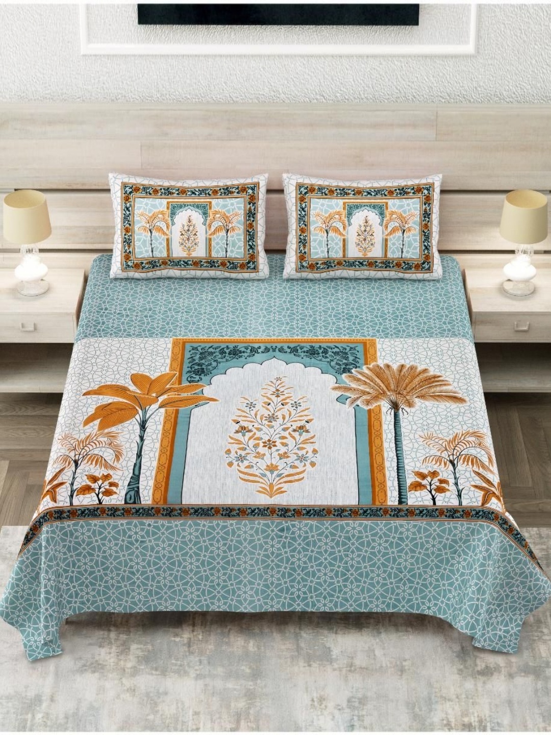 Block Print Story Blue Ethnic Motifs Cotton 210 TC King Bedsheet With 2 Pillow Covers
Block Print Story Blue Ethnic Motifs Cotton 210 TC King Bedsheet With 2 Pillow Covers