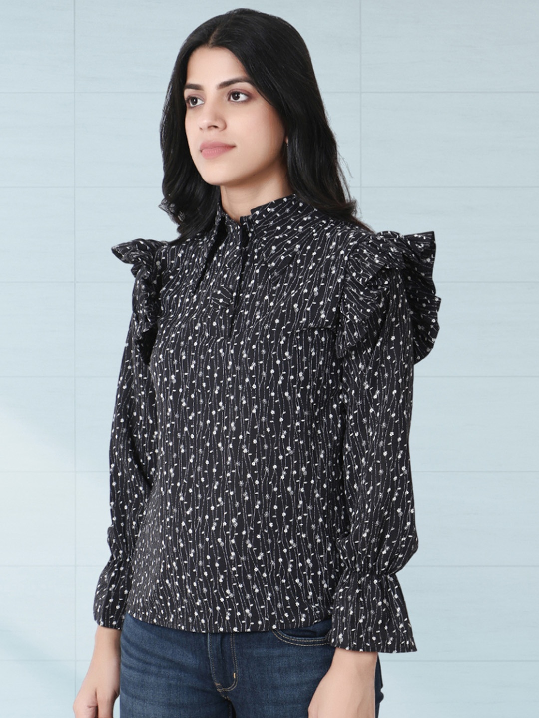 Adwitiya collection Women Conversational Printed Puff Sleeves Lace Inserts Top, Black
Adwitiya collection Women Conversational Printed Puff Sleeves Lace Inserts Top, Black