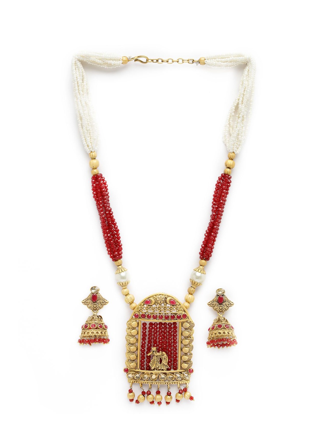 ADIVA ADIVA Gold-Plated White & Red Stone -Studded & Beaded Handcrafted Jewellery Set
ADIVA ADIVA Gold-Plated White & Red Stone -Studded & Beaded Handcrafted Jewellery Set