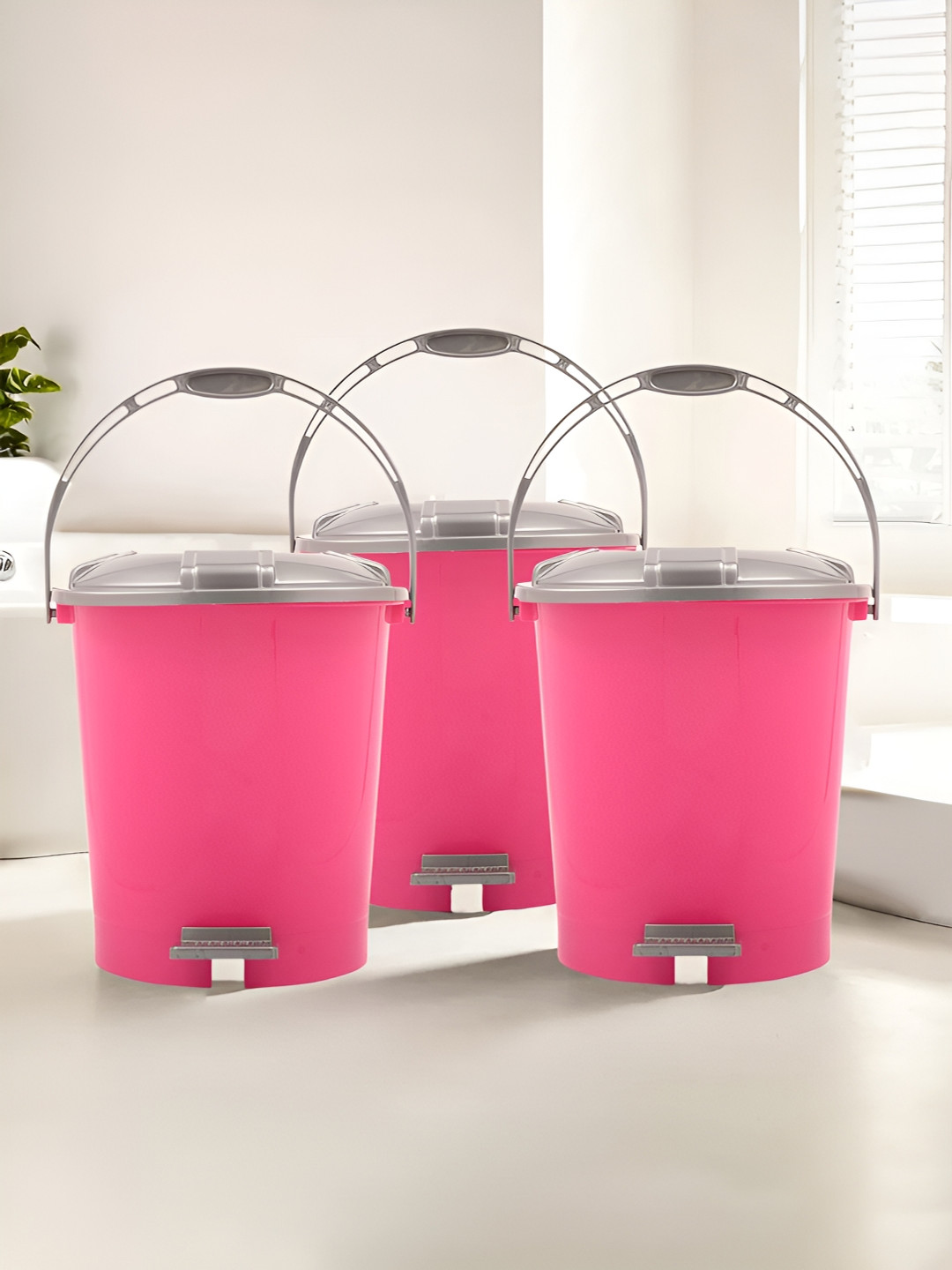 Kuber Industries Pink & Grey 3 Pieces Pedal Dustbin With Lid & Handle 10 L Each
Kuber Industries Pink & Grey 3 Pieces Pedal Dustbin With Lid & Handle 10 L Each