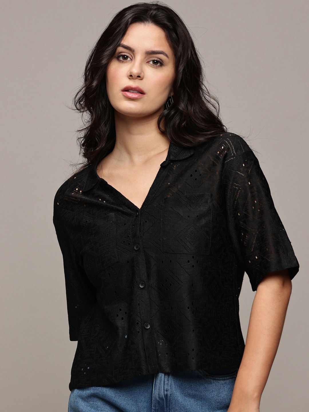 The Roadster Lifestyle Co. Premium Spread Collar Self-Designed Regular Fit Shirt, Black
The Roadster Lifestyle Co. Premium Spread Collar Self-Designed Regular Fit Shirt, Black