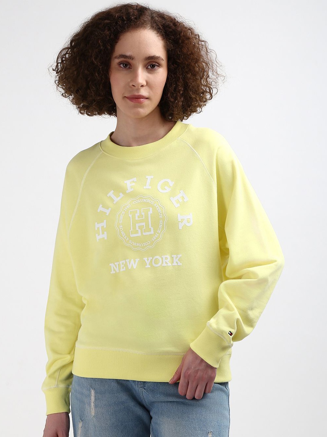 Tommy Hilfiger Typography Printed Round Neck Organic Cotton Pullover Sweatshirt, Yellow
Tommy Hilfiger Typography Printed Round Neck Organic Cotton Pullover Sweatshirt, Yellow