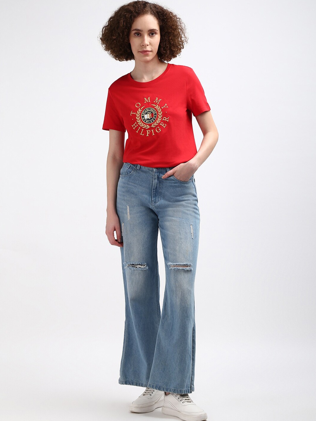 Tommy Hilfiger Brand Logo Embroidered Round Neck Pure Cotton Casual T-shirt, Red
Tommy Hilfiger Brand Logo Embroidered Round Neck Pure Cotton Casual T-shirt, Red
