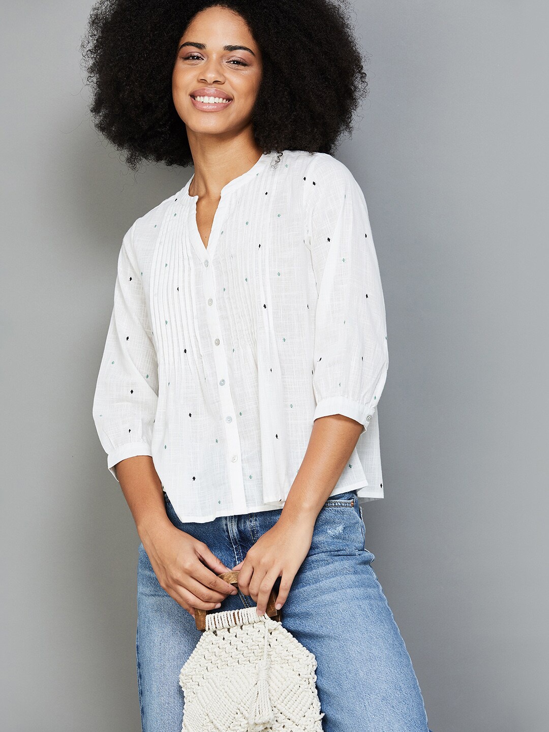 Fame Forever by Lifestyle Striped Mandarin Collar Pure Cotton Shirt Style Top, Off white
Fame Forever by Lifestyle Striped Mandarin Collar Pure Cotton Shirt Style Top, Off white