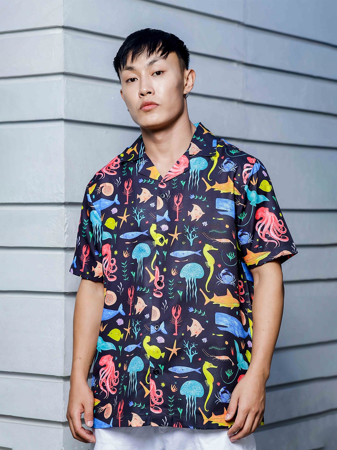 House of Koala Unisex Conversational Printed Cuban Collar Relaxed Fit Casual Shirt, Black
House of Koala Unisex Conversational Printed Cuban Collar Relaxed Fit Casual Shirt, Black