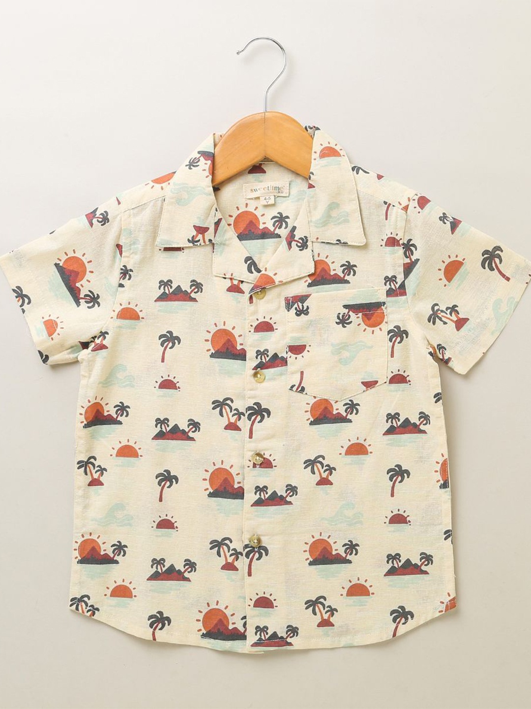 Sweetlime By AS Boys Standard Fit Conversational Printed Cuban Collar Cotton Linen Shirt, Off white
Sweetlime By AS Boys Standard Fit Conversational Printed Cuban Collar Cotton Linen Shirt, Off white