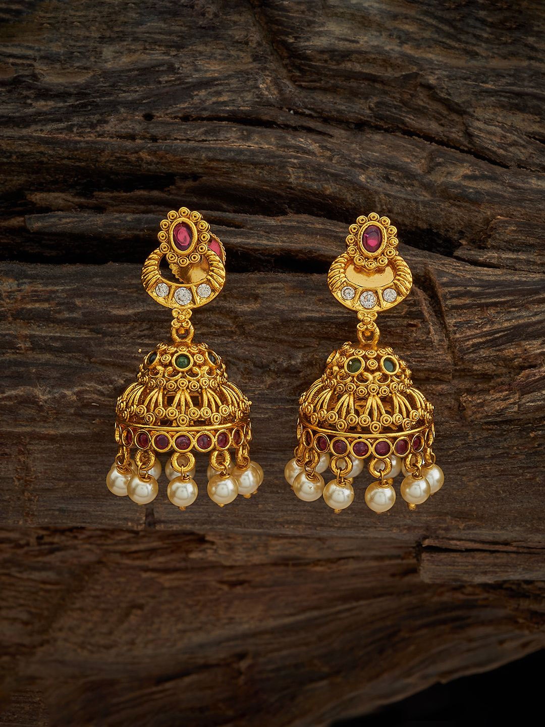 Kushal's Fashion Jewellery Gold-Plated Stone-Studded & Beaded Dome Shaped Antique Jhumkas
Kushal's Fashion Jewellery Gold-Plated Stone-Studded & Beaded Dome Shaped Antique Jhumkas