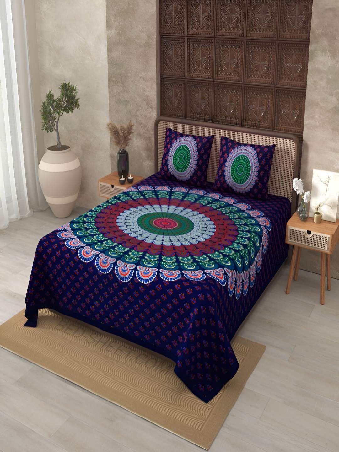BED-SHEET.COM Blue & Green Ethnic Motifs 240 TC Cotton King Bedsheet With 2 Pillow Covers
BED-SHEET.COM Blue & Green Ethnic Motifs 240 TC Cotton King Bedsheet With 2 Pillow Covers