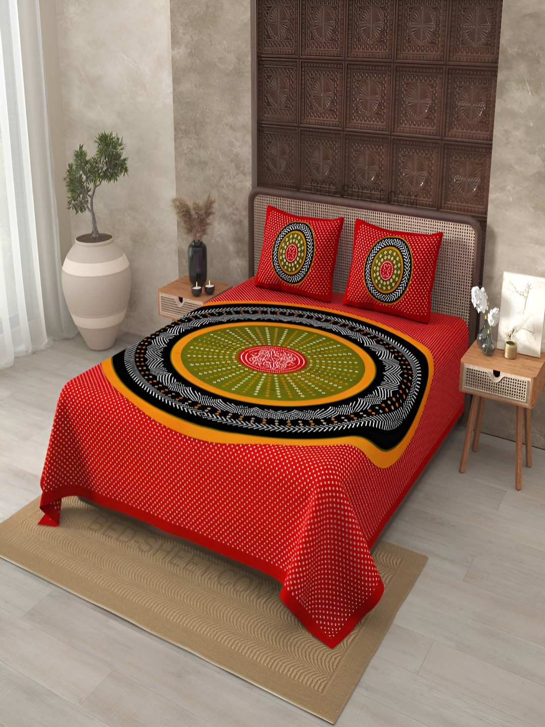 BED-SHEET.COM Red & Black Ethnic Motifs Cotton 240 TC King Bedsheet with 2 Pillow Covers
BED-SHEET.COM Red & Black Ethnic Motifs Cotton 240 TC King Bedsheet with 2 Pillow Covers