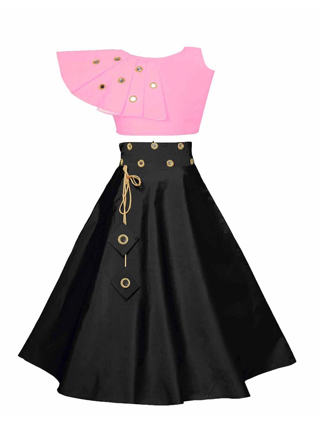 BAESD Girls Embellished Mirror Work Ready to Wear Lehenga Choli, Pink 
BAESD Girls Embellished Mirror Work Ready to Wear Lehenga Choli, Pink