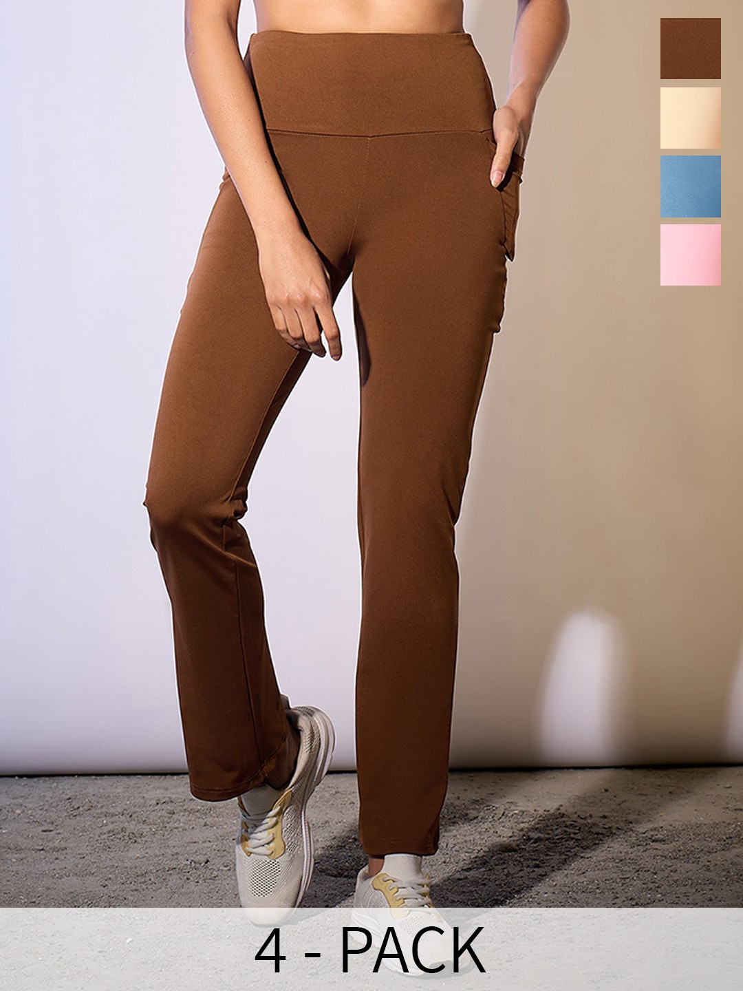 COLOR CAPITAL Women Pack Of 4 High Rise Anti Microbial Ankle Length Training Tights, Brown
COLOR CAPITAL Women Pack Of 4 High Rise Anti Microbial Ankle Length Training Tights, Brown