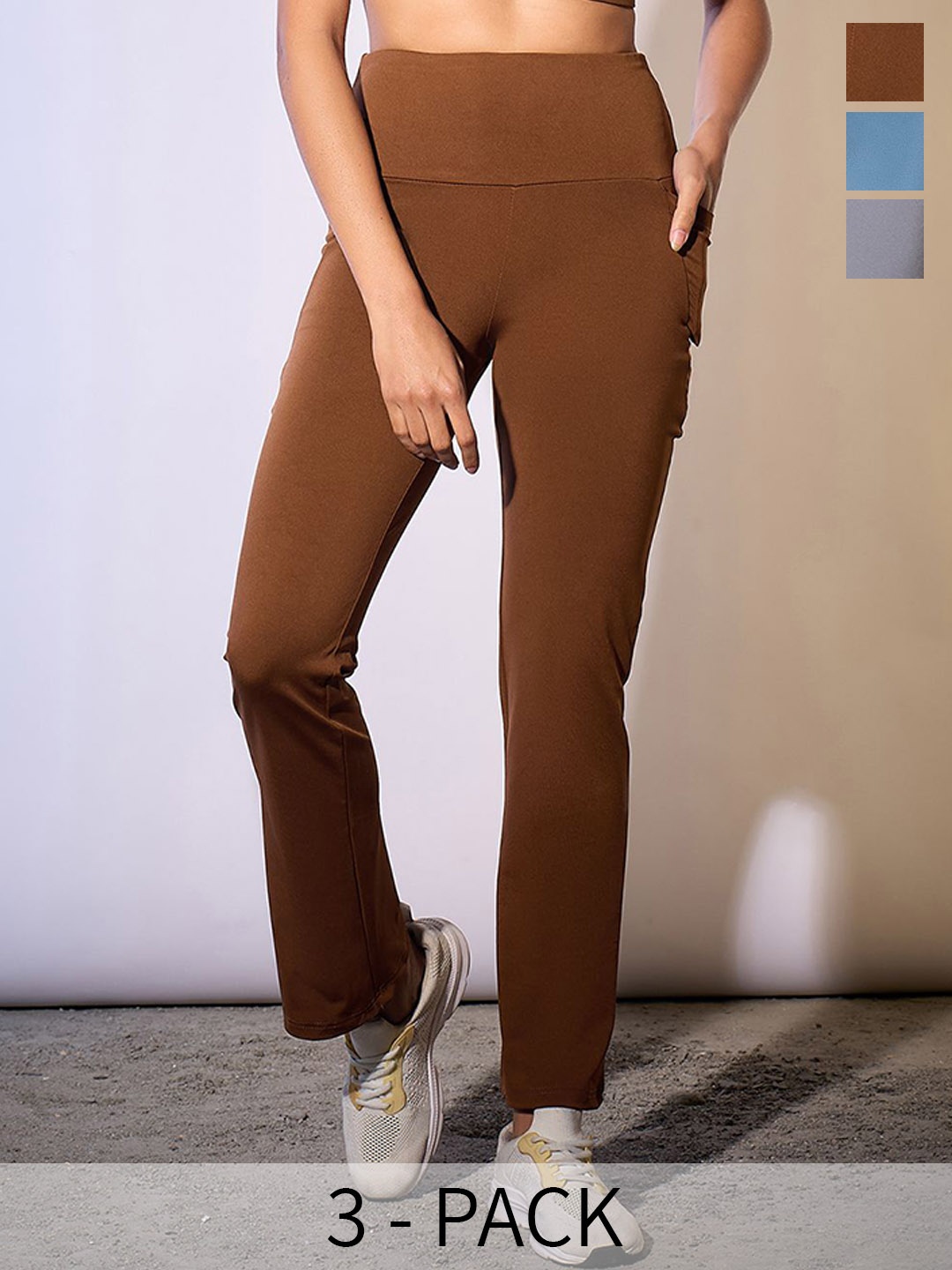 COLOR CAPITAL Women Pack Of 3 High Rise Anti Microbial Ankle Length Training Tights, Coffee brown
COLOR CAPITAL Women Pack Of 3 High Rise Anti Microbial Ankle Length Training Tights, Coffee brown
