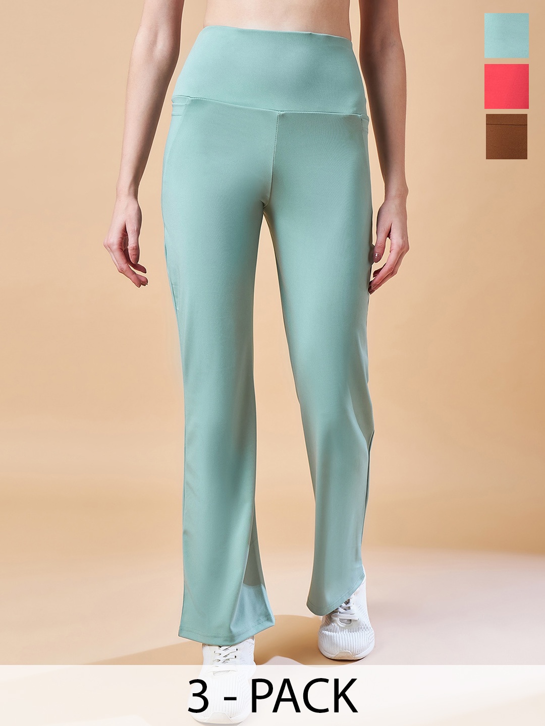 COLOR CAPITAL Women Pack Of 3 Flared Antimicrobial Ankle-Length Gym Tights, Sea green
COLOR CAPITAL Women Pack Of 3 Flared Antimicrobial Ankle-Length Gym Tights, Sea green