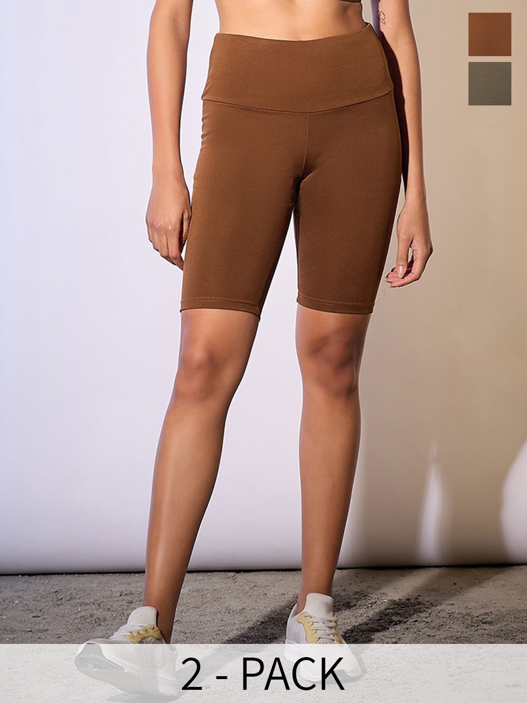 COLOR CAPITAL Pack of 2 Women Slim-Fit Above Knee-Length Antimicrobial Gym Tights, Khaki
COLOR CAPITAL Pack of 2 Women Slim-Fit Above Knee-Length Antimicrobial Gym Tights, Khaki