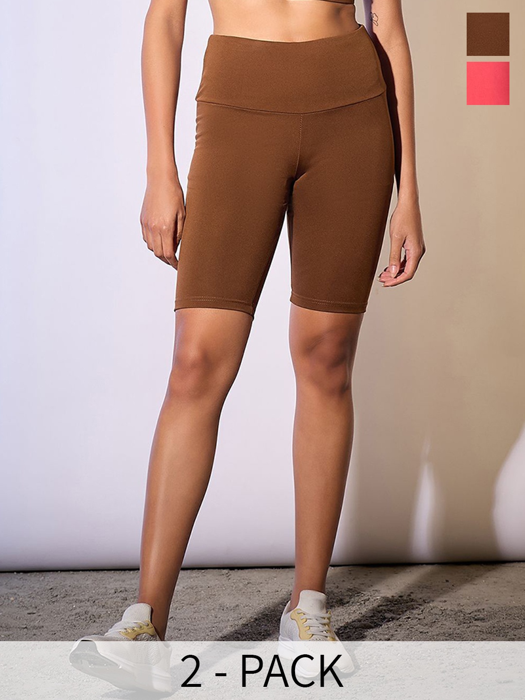 COLOR CAPITAL Women Pack Of 2 Antimicrobial Above Knee Length Slim Fit Gym Tights, Coffee brown
COLOR CAPITAL Women Pack Of 2 Antimicrobial Above Knee Length Slim Fit Gym Tights, Coffee brown