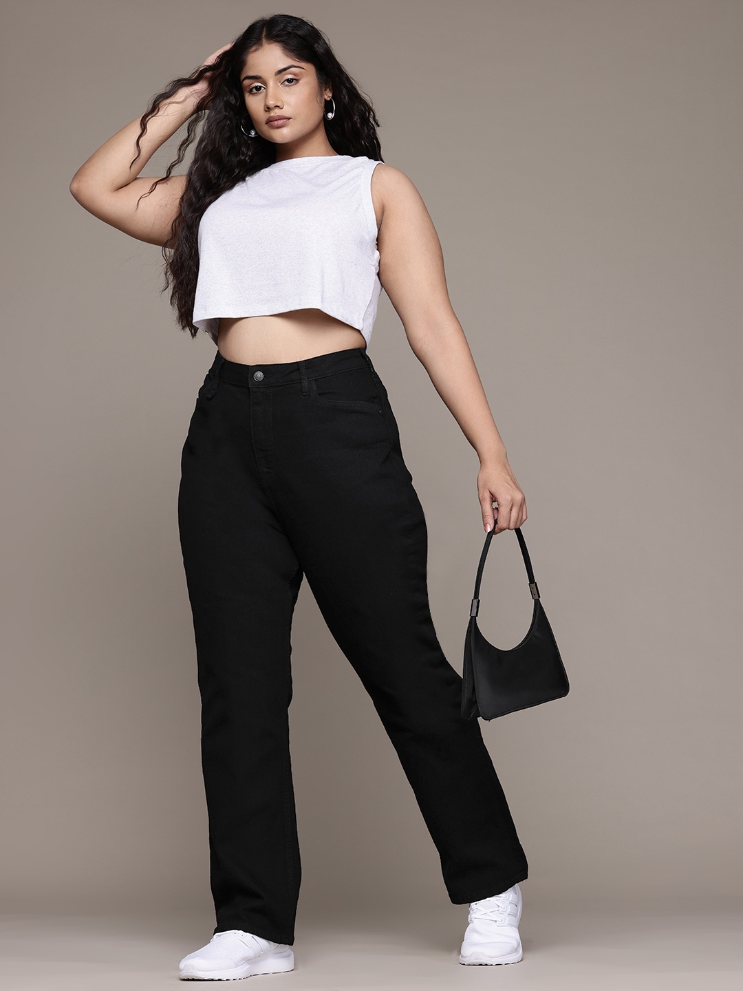 The Roadster Lifestyle Co. Women Plus Size Straight Fit High-Rise Stretchable Jeans, Black
The Roadster Lifestyle Co. Women Plus Size Straight Fit High-Rise Stretchable Jeans, Black