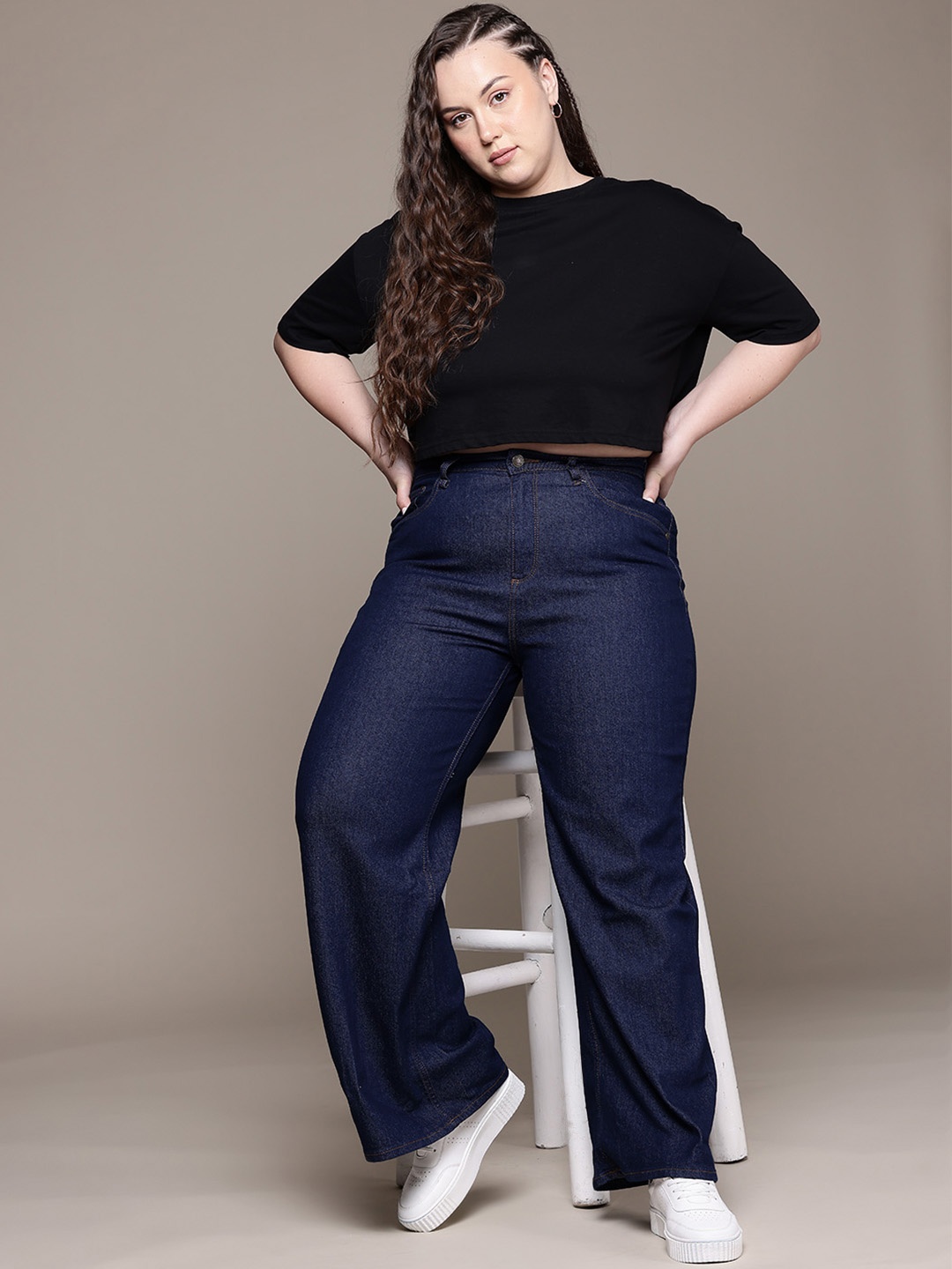 The Roadster Lifestyle Co. Plus Size Women Wide Leg High-Rise Stretchable Jeans, Blue
The Roadster Lifestyle Co. Plus Size Women Wide Leg High-Rise Stretchable Jeans, Blue