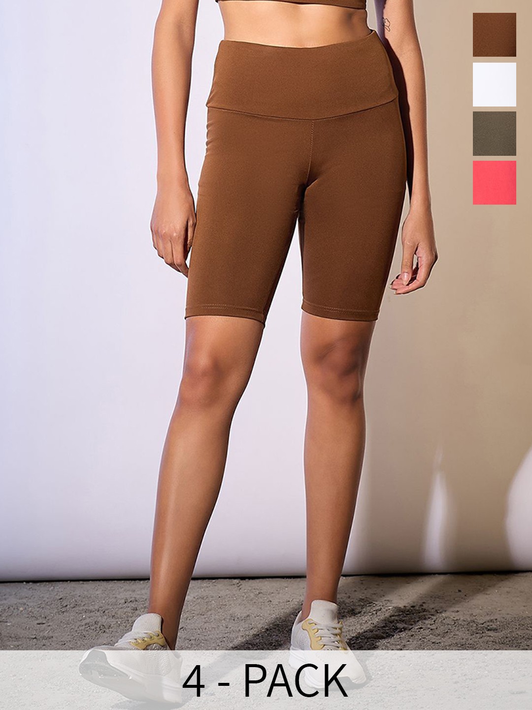 COLOR CAPITAL Women Pack Of 4 Antimicrobial Above Knee Length Slim Fit Gym Tights, Brown
COLOR CAPITAL Women Pack Of 4 Antimicrobial Above Knee Length Slim Fit Gym Tights, Brown