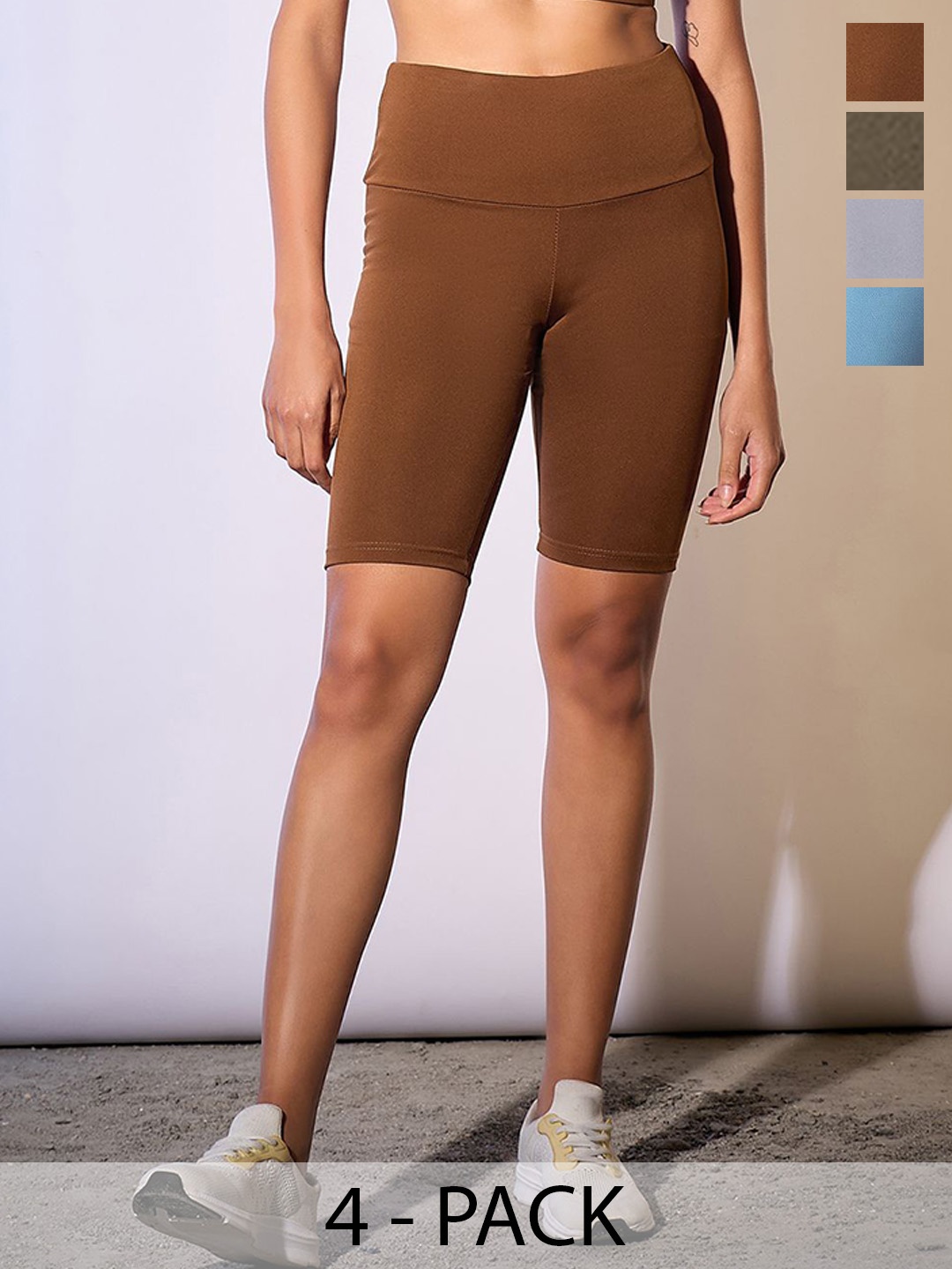 COLOR CAPITAL Women Pack Of 4 Antimicrobial Above Knee Length Slim Fit Gym Tights, Brown
COLOR CAPITAL Women Pack Of 4 Antimicrobial Above Knee Length Slim Fit Gym Tights, Brown