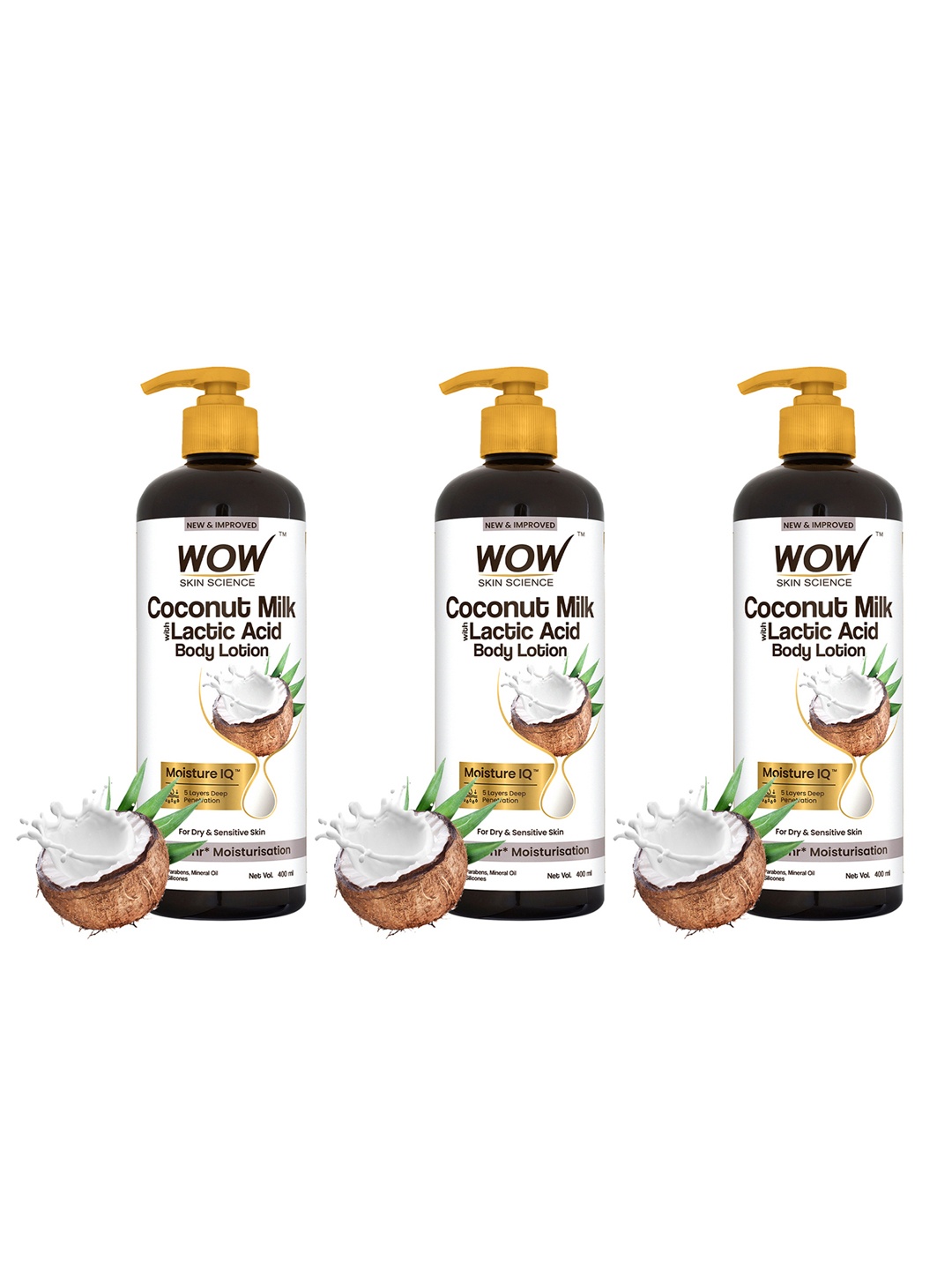 WOW SKIN SCIENCE Set Of 3 Coconut Milk Body Lotion For Hydration - 400ml Each, White
WOW SKIN SCIENCE Set Of 3 Coconut Milk Body Lotion For Hydration - 400ml Each, White