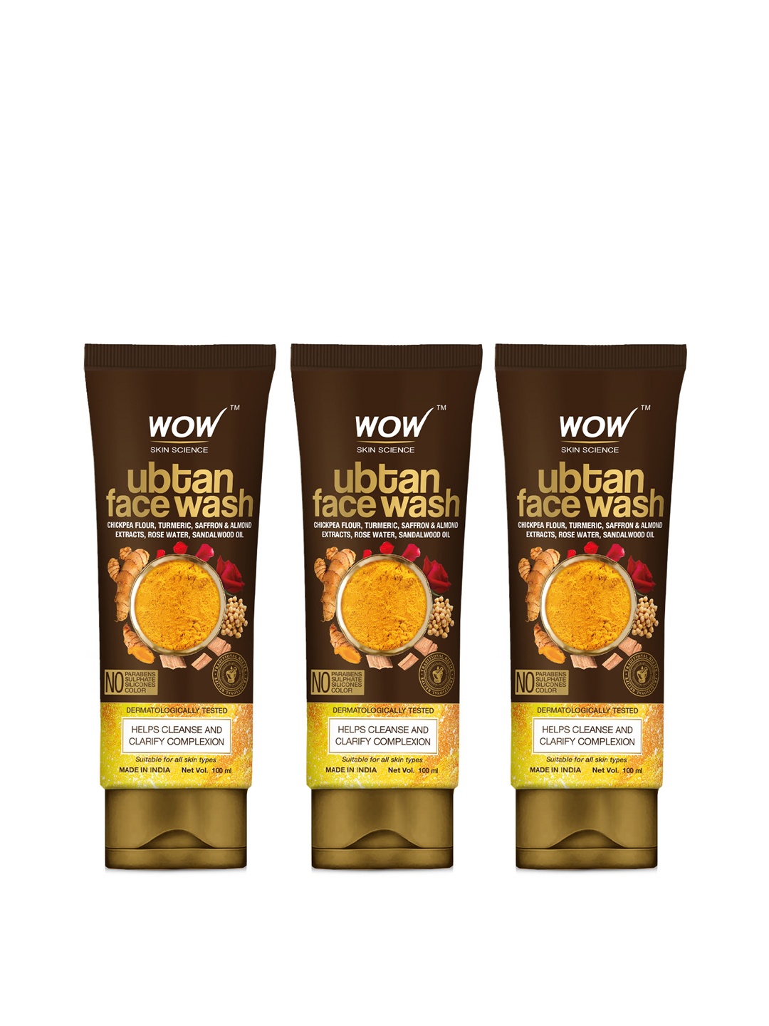 WOW SKIN SCIENCE Set Of 3 Ubtan Glowing Face Wash With Turmeric & Saffron - 100ml Each, Brown
WOW SKIN SCIENCE Set Of 3 Ubtan Glowing Face Wash With Turmeric & Saffron - 100ml Each, Brown