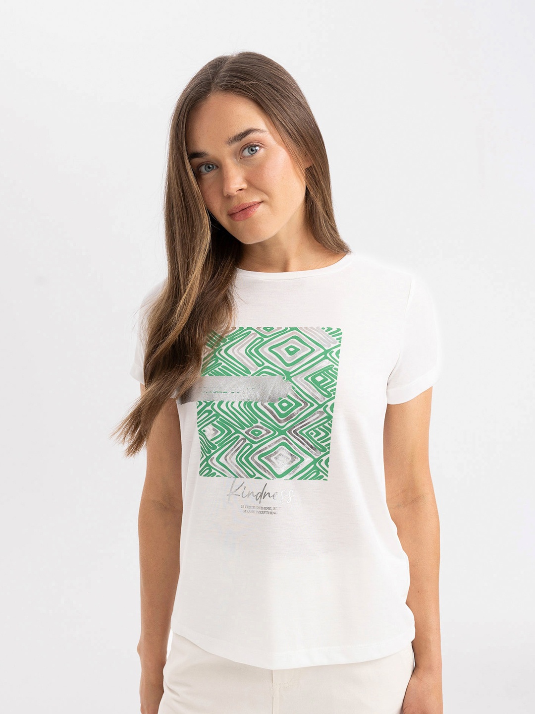 DeFacto Women Typography Printed T-shirt, Na