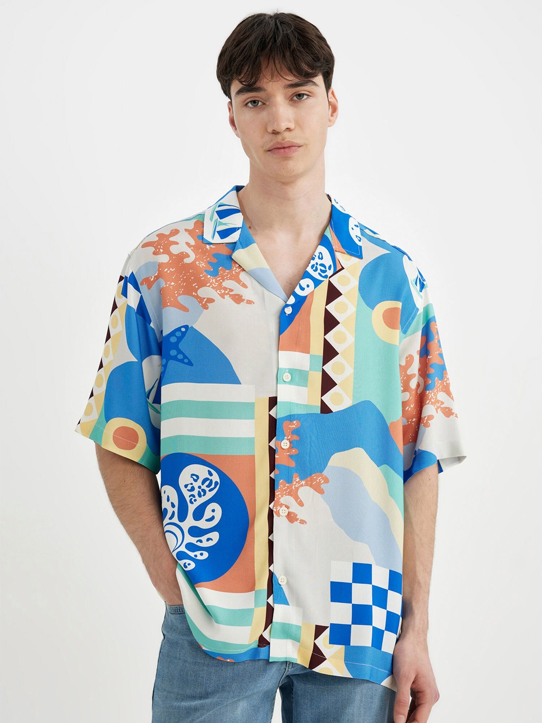 DeFacto Men Opaque Printed Casual Shirt, Na