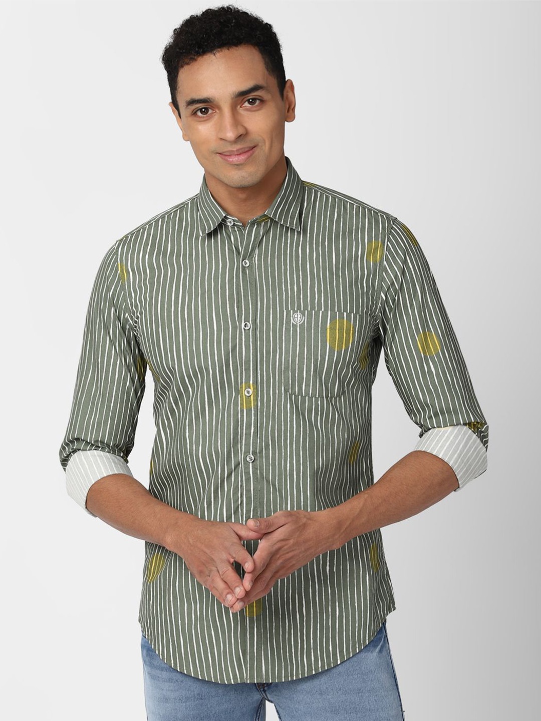 PETER ENGLAND UNIVERSITY Spread Collar Slim Fit Cotton Striped Casual Shirt, Olive
PETER ENGLAND UNIVERSITY Spread Collar Slim Fit Cotton Striped Casual Shirt, Olive