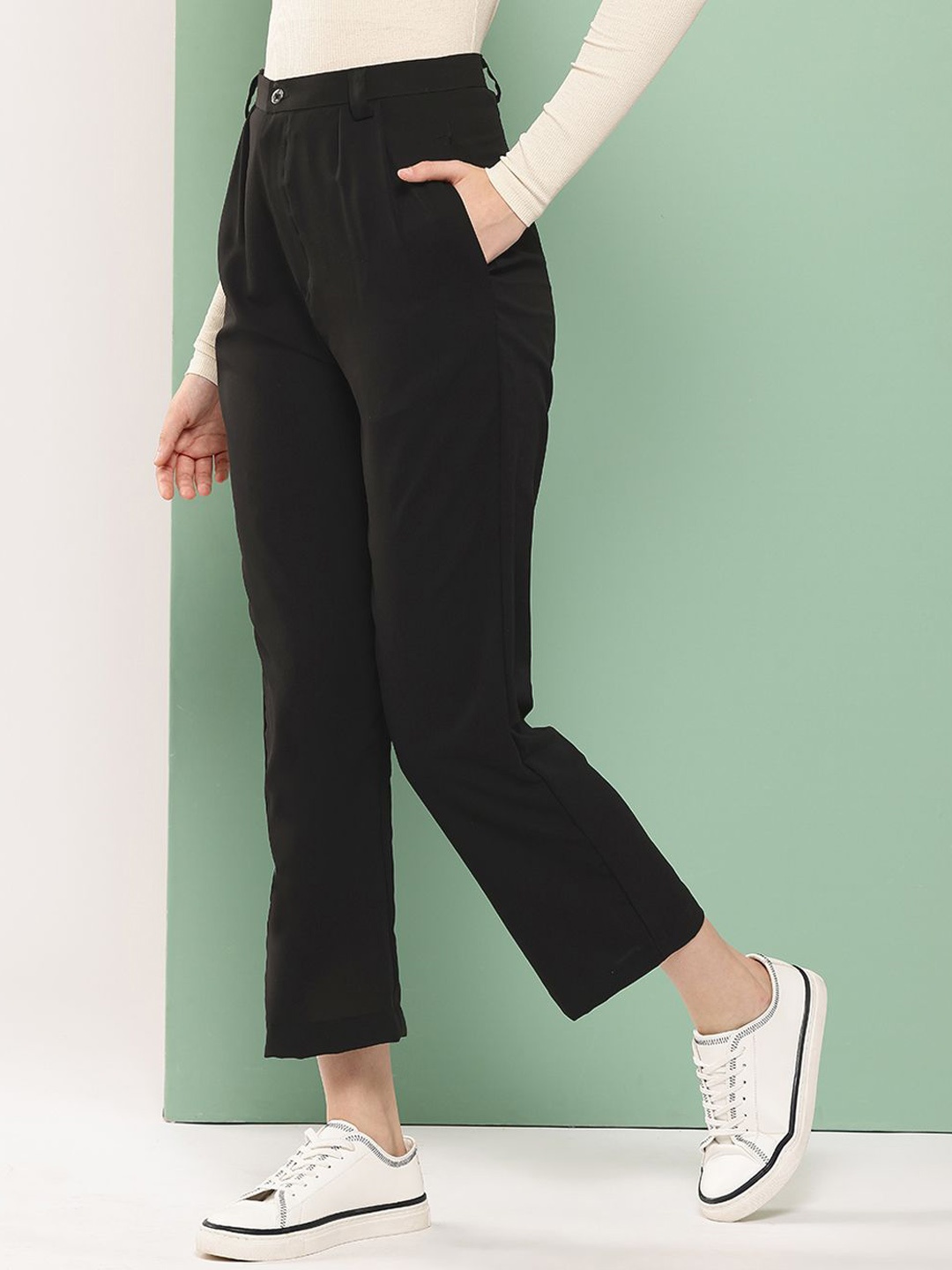 Mast & Harbour Women Relaxed Straight Leg Straight Fit High-Rise Trouser, Black
Mast & Harbour Women Relaxed Straight Leg Straight Fit High-Rise Trouser, Black